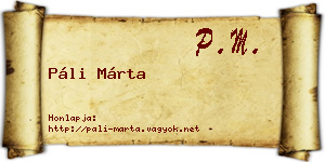 Páli Márta névjegykártya
